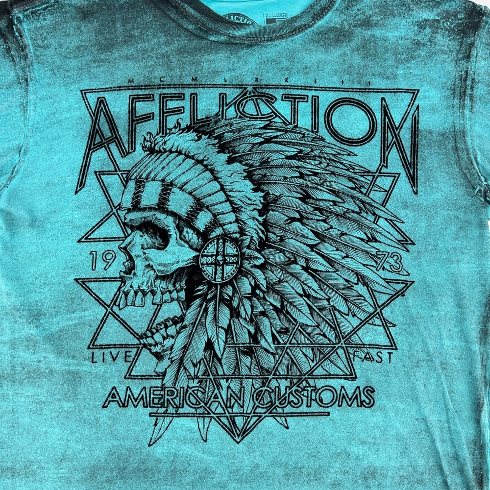 Affliction Velvet Burnout Indian Chief T-Shirt Mens XL Alternative Edgy Biker - Picture 2 of 9